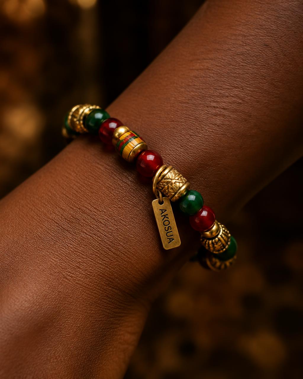 Handcrafted beaded bracelet inscribed with a Ghanaian name